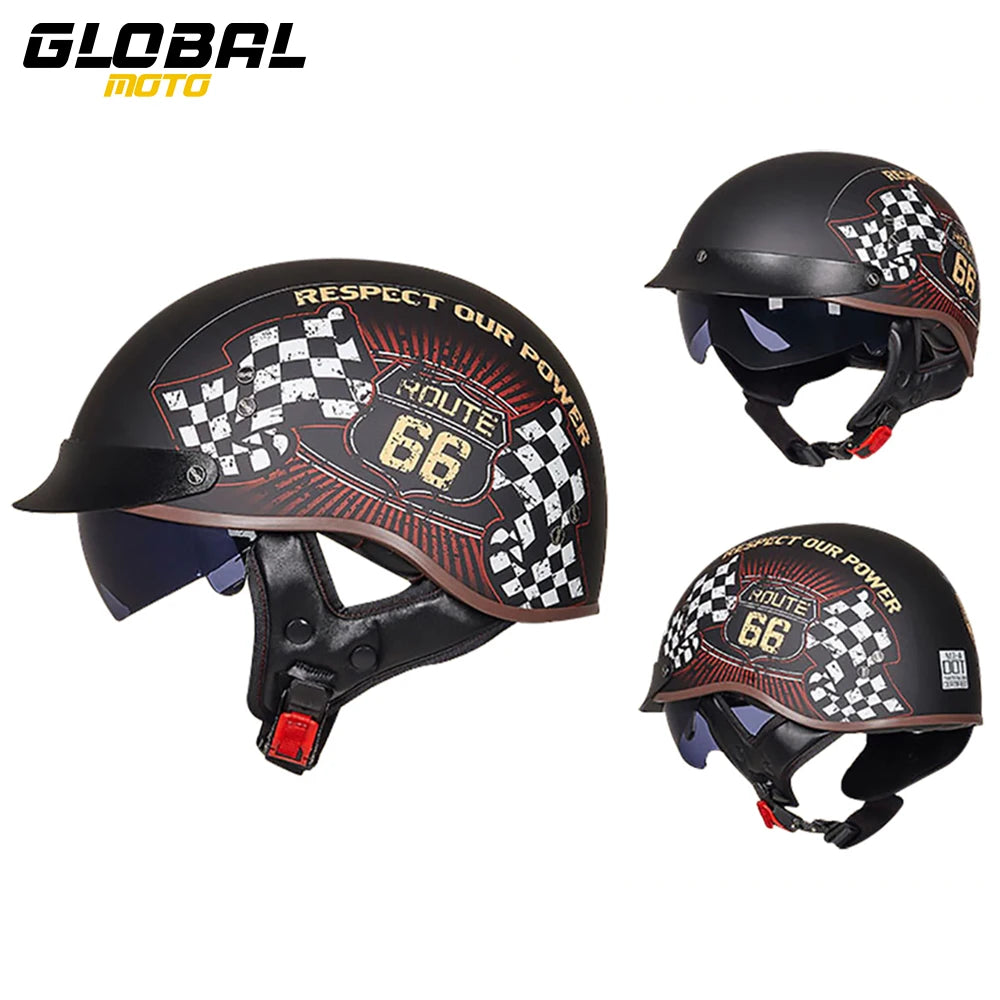 Scooter Biker Motorcycle Half Helmet Summer Motorcycle Helmet Anti Fall Retro Motorbike Half Helmet