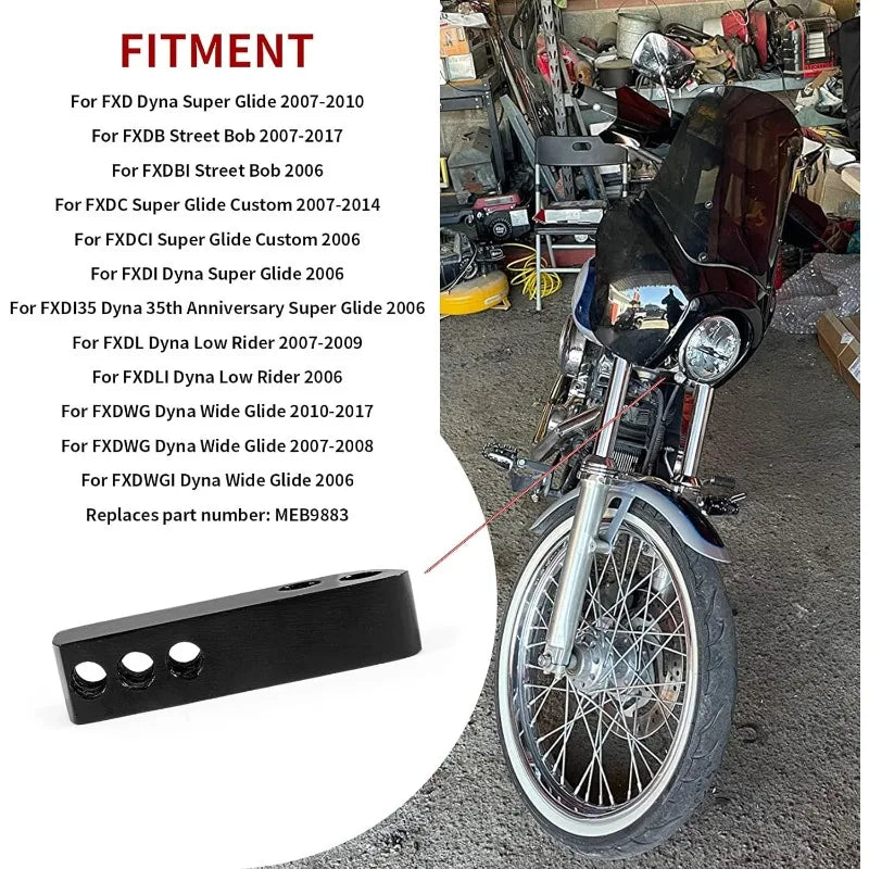 Mounting Block for Dyna Road Warrior Fairing 2007-2017 Low Rider Fat Bob Windshields and Fairings Replaces Part Number MEB9883