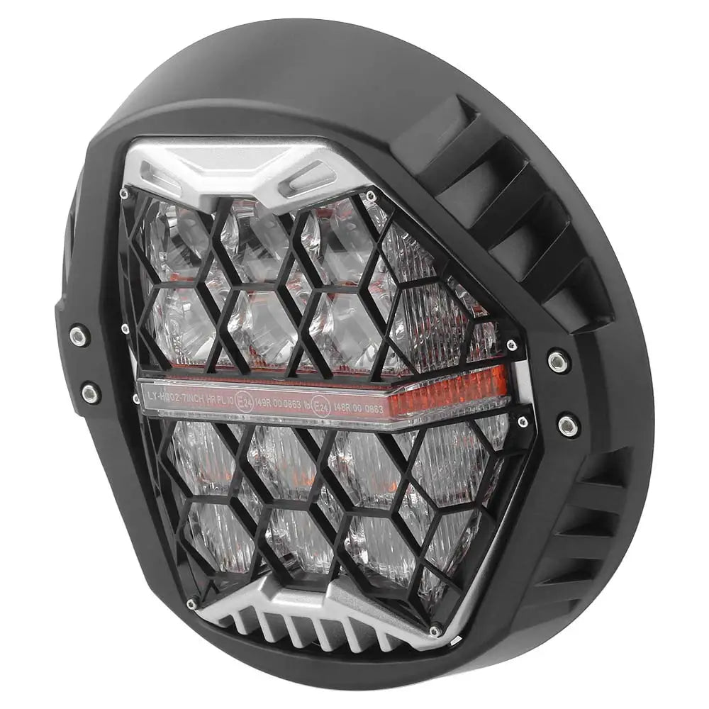 7" LED Headlight Motorcycle Hi/Lo Beam Headlamp Amber DRL Light For Harley Touring FLD Road King Street Glide Softail Fat Boy