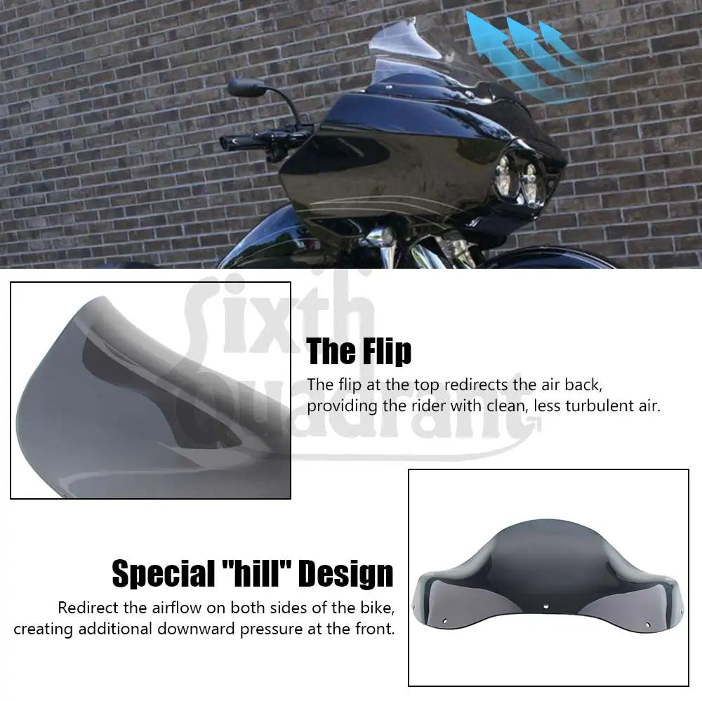 12.5"  Front Fairing Windshield For Harley Road Glide FLTRX FLTR/I CVO/SE 1998-2013 Motorcycle Wind Deflector Cowling Windscreen