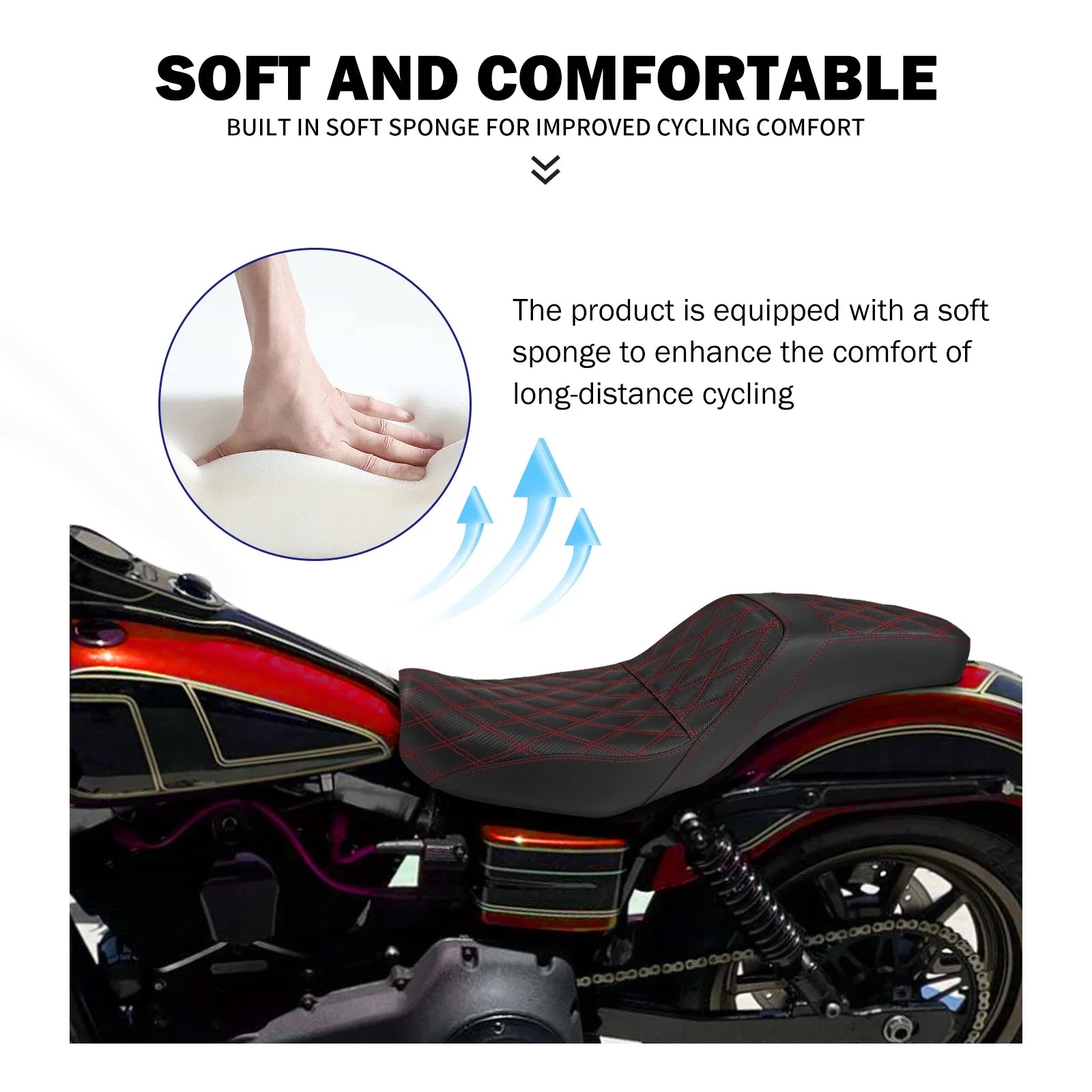 Two-Up Motorcycle Driver Passenger Seat Front Rear Cushions Leather Rider Seat For Harley Dyna 2006-2017 Street Bob Fat Bob FXDL