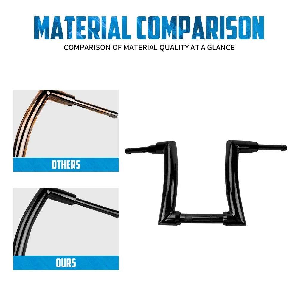Motorcycle Handlebar 12" 14" 16" Rise Handle Bar For Harley Touring FLHT FLHR Dyna Softail Breakout Fat Boy Drag Fat Bars Black