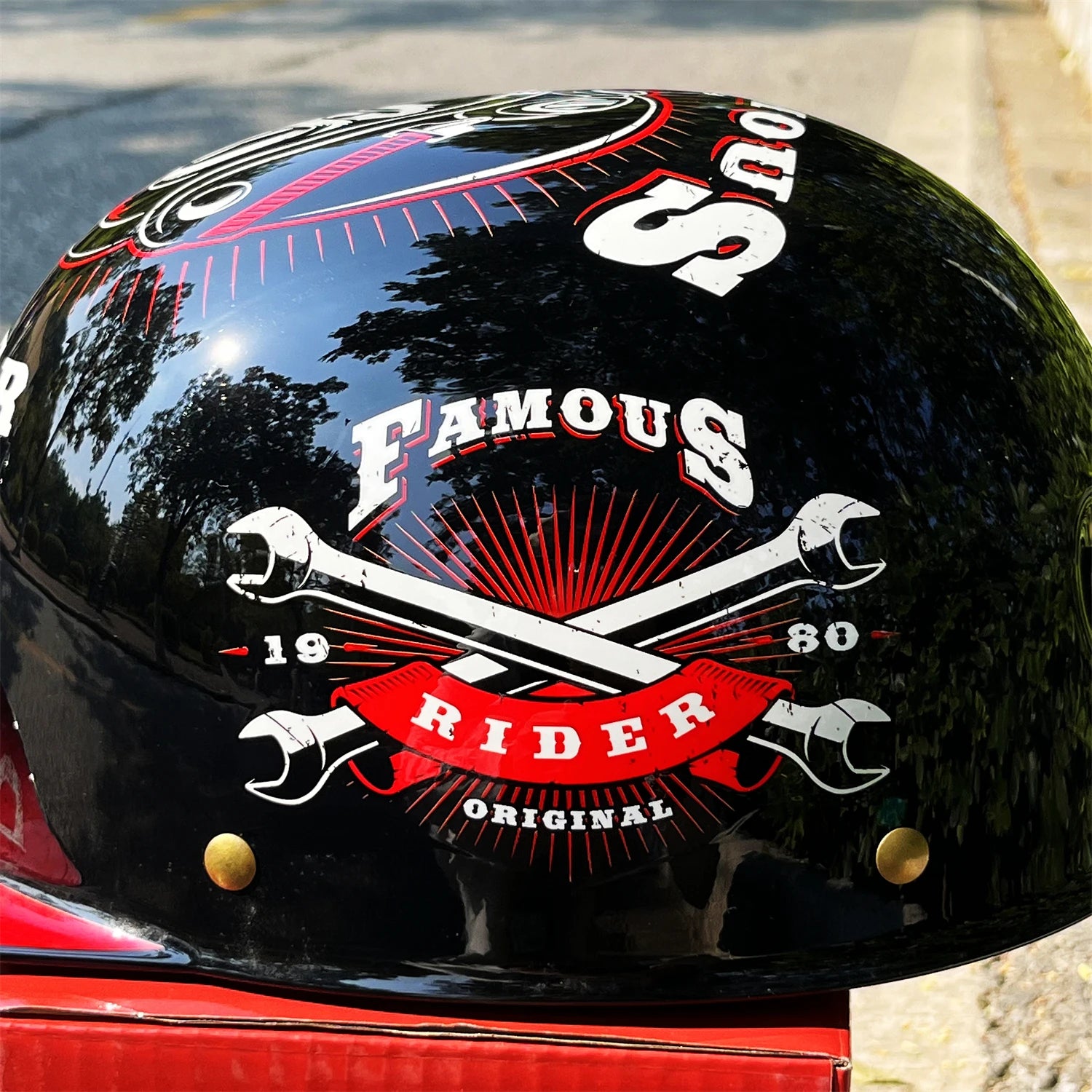 Motorcycle Retro Half Helmet with Blue built-in lenses Baseball Helmet For Harley Motorcycle Electric Scooter