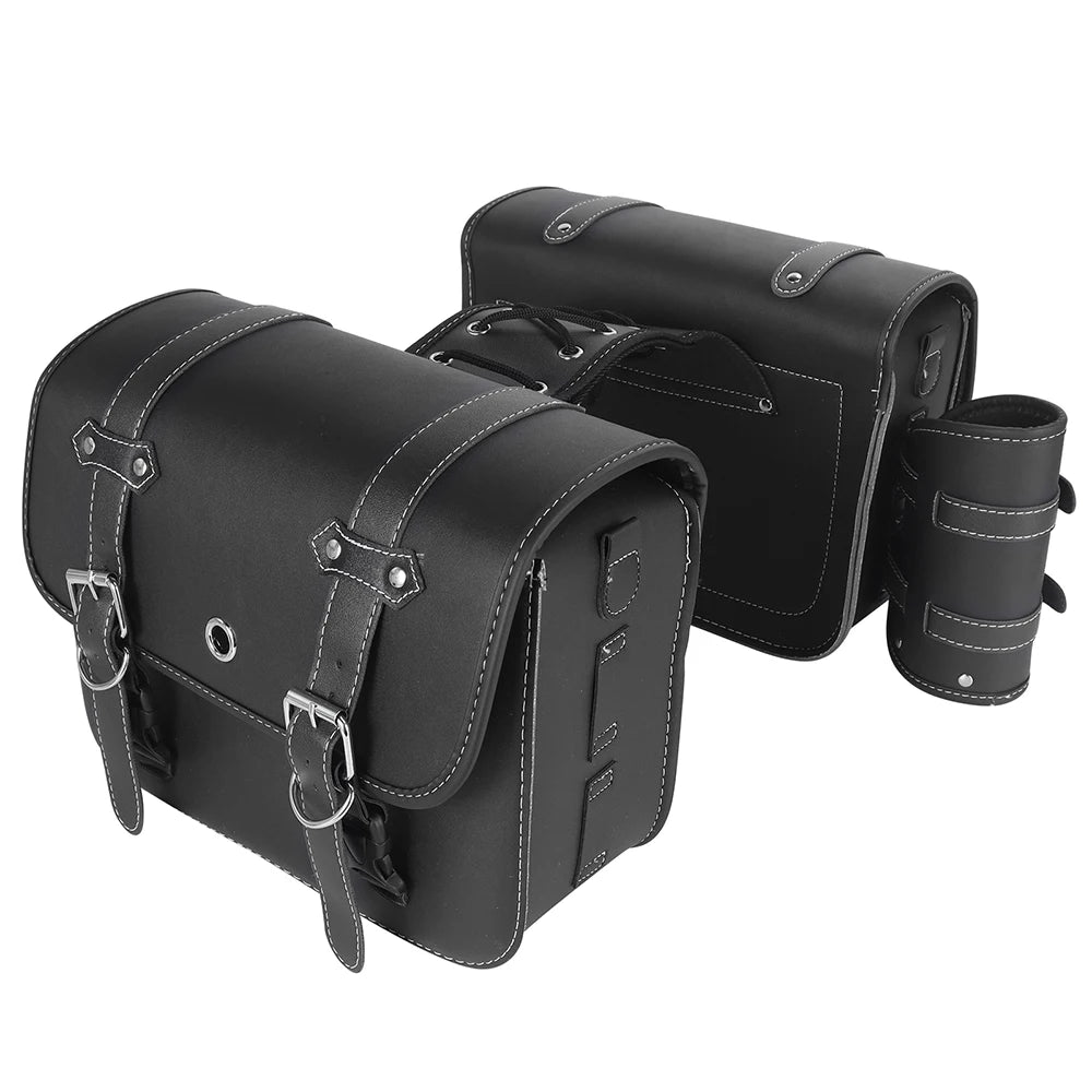 1 Pair Motorcycle Saddlebags PU Leather Luggage Pouch Side Tool Bag Saddle Bags For Harley Sportster XL 883 XL 1200