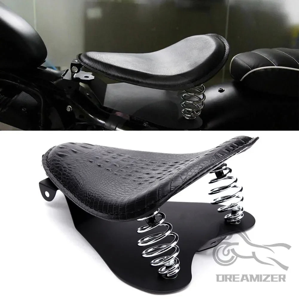 Motorcycle Retro Brown/Black Alligator Pattern Solo Seat  For Honda Shadow 700 Magna For Harley Sportster Bobber Chopper Rocker