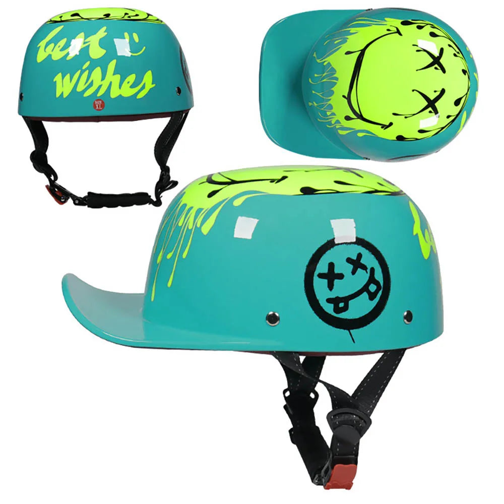 Baseball Cap Motorcycle Helmet Street Touring Half Helmet For Bike Cruiser Chopper Moped Scooter DOT Approved Moto Helmet