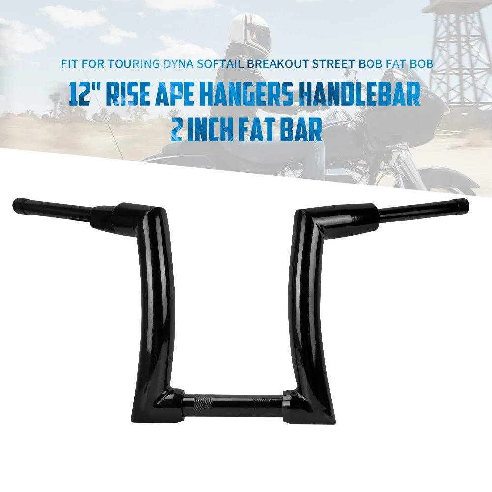 Motorcycle Handlebar 12" 14" 16" Rise Handle Bar For Harley Touring FLHT FLHR Dyna Softail Breakout Fat Boy Drag Fat Bars Black