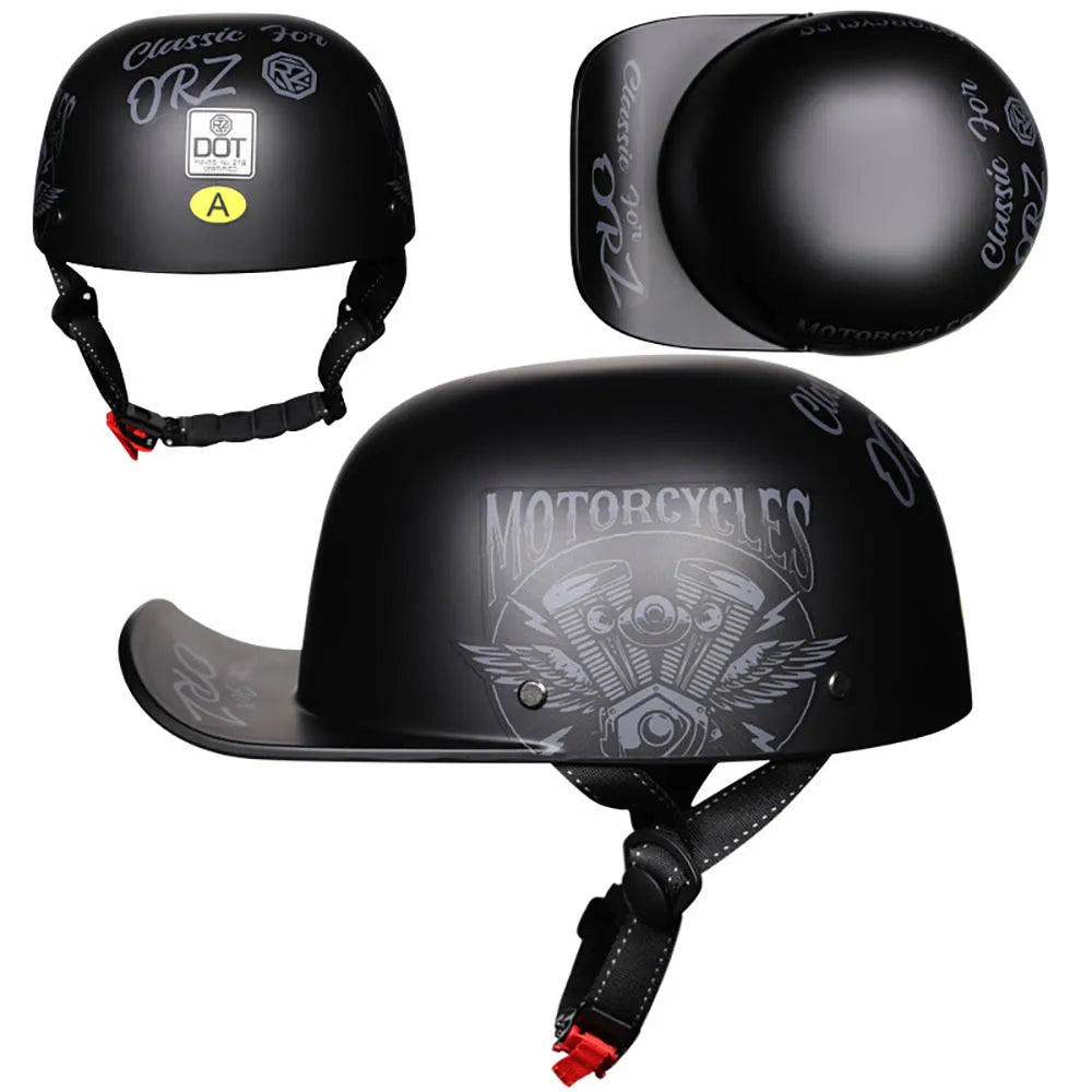Baseball Cap Motorcycle Helmet Street Touring Half Helmet For Bike Cruiser Chopper Moped Scooter DOT Approved Moto Helmet
