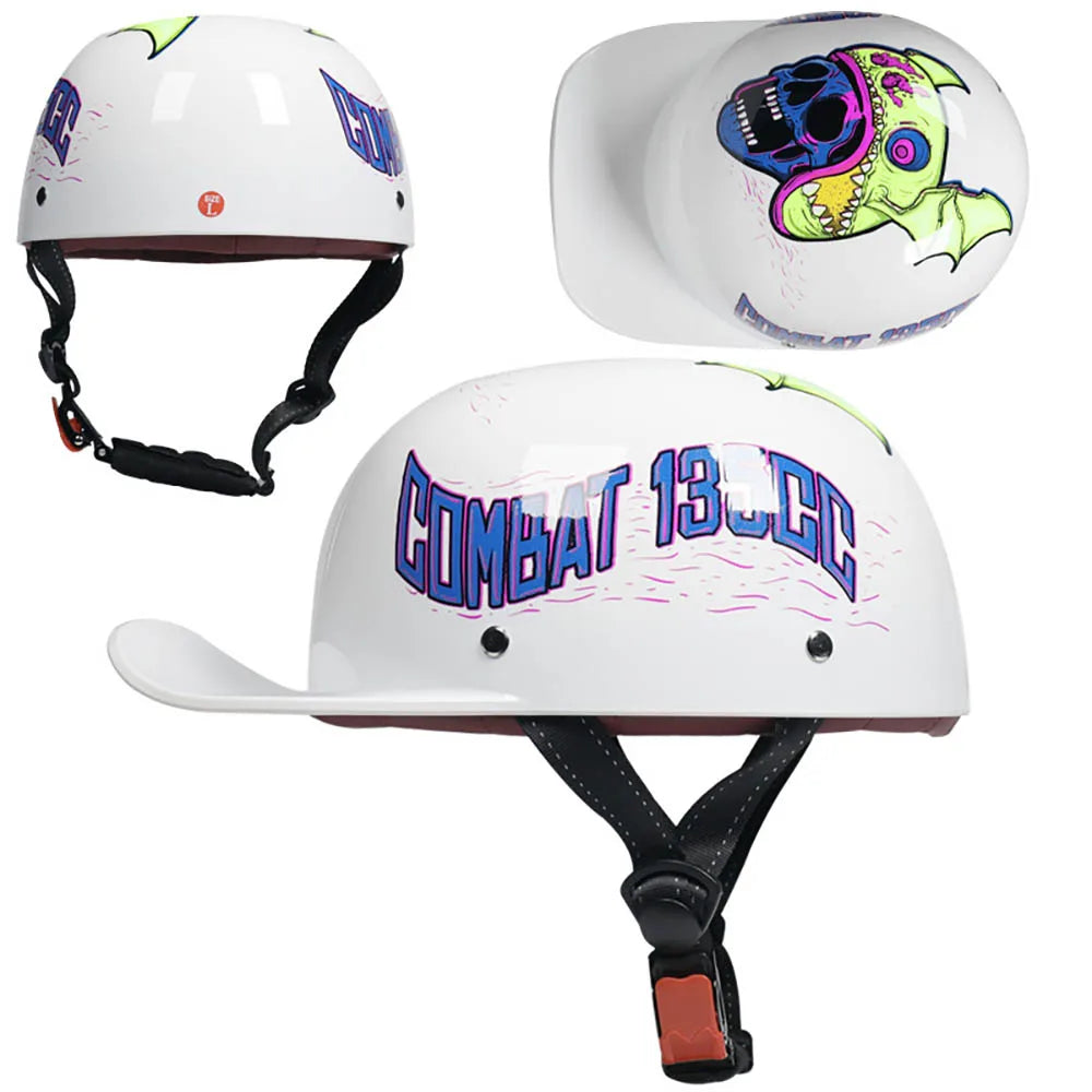 Baseball Cap Motorcycle Helmet Street Touring Half Helmet For Bike Cruiser Chopper Moped Scooter DOT Approved Moto Helmet