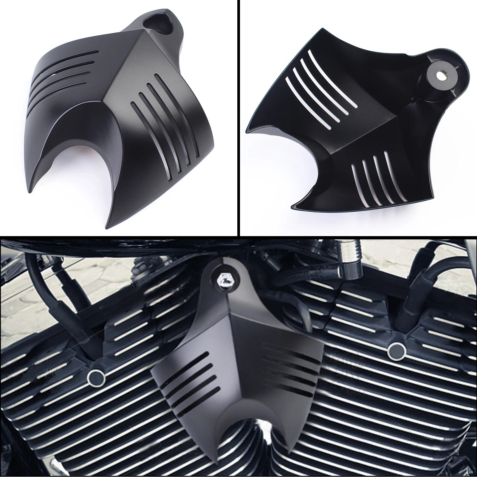 Mptprcycle Black Twin Horn Cover Cowbell For Harley Big Twins V-Rods