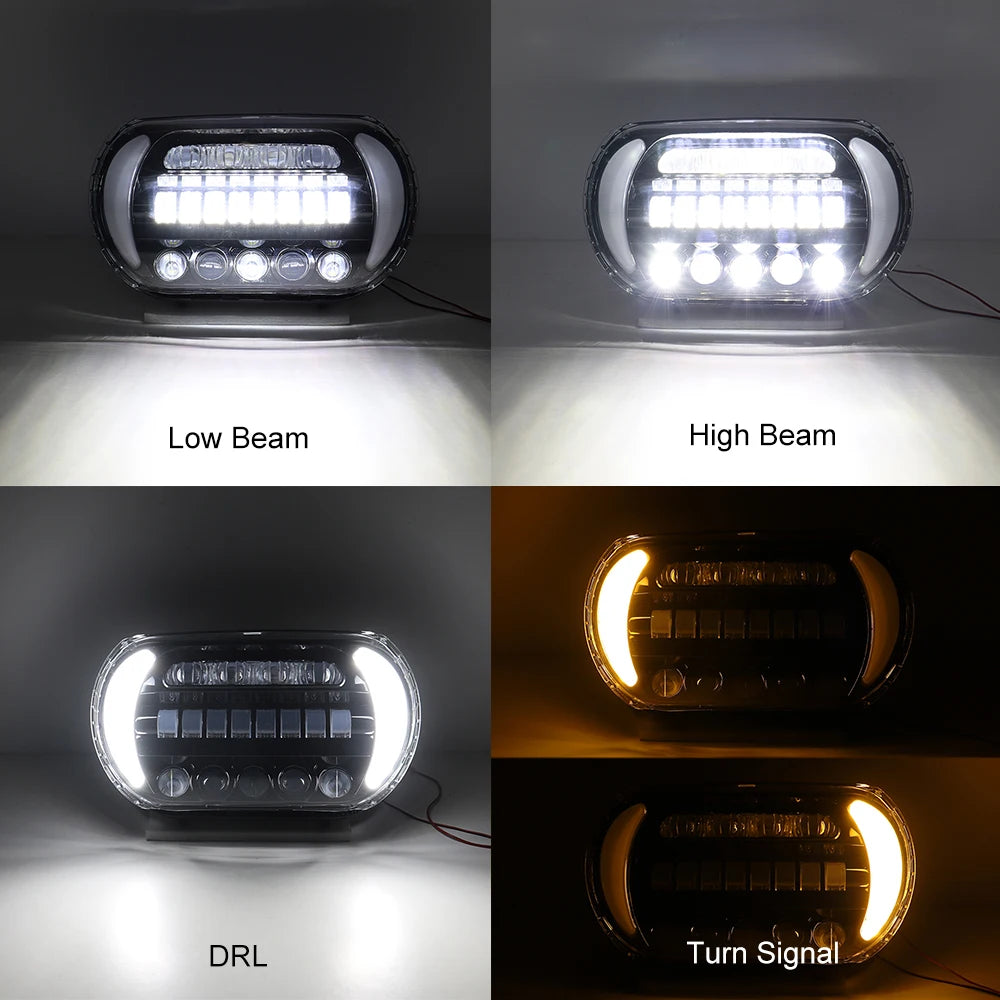 LED Headlight for Road Glide 2004-2013 Motorcycle Front High Low Beam Turn Signal Light White Running Lights