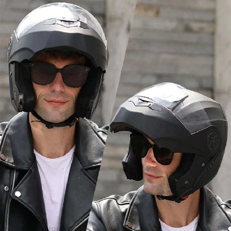Motorcycle helmet -Full-face type,suitable for all seasons,comfortable and breathable, equipped with dual lenses and open design