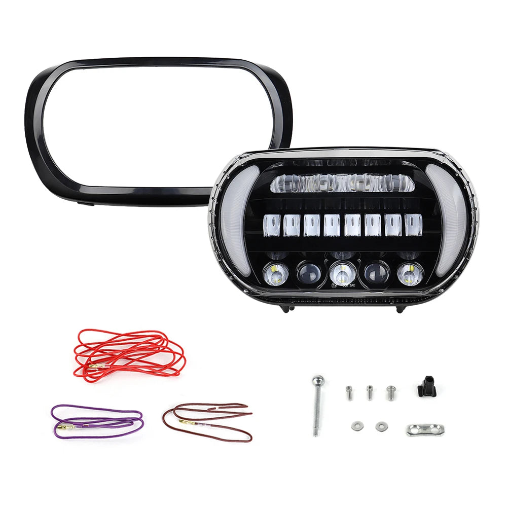 LED Headlight for Road Glide 2004-2013 Motorcycle Front High Low Beam Turn Signal Light White Running Lights