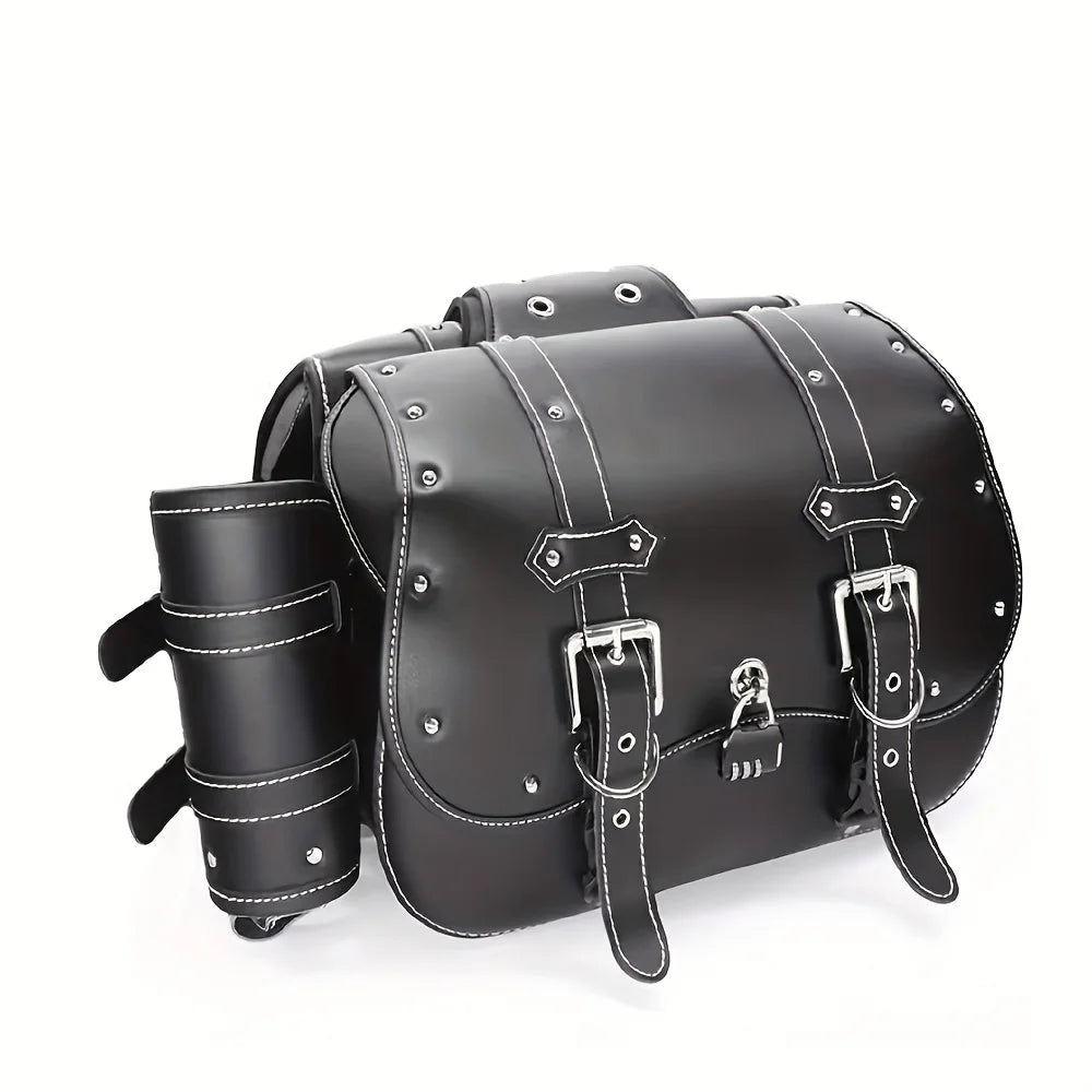 Universal Retro Black/Brown Motorcycle SaddleBag Large Capacity Motorbike Side Bags Storage Tool Waterproof side bag For Harley