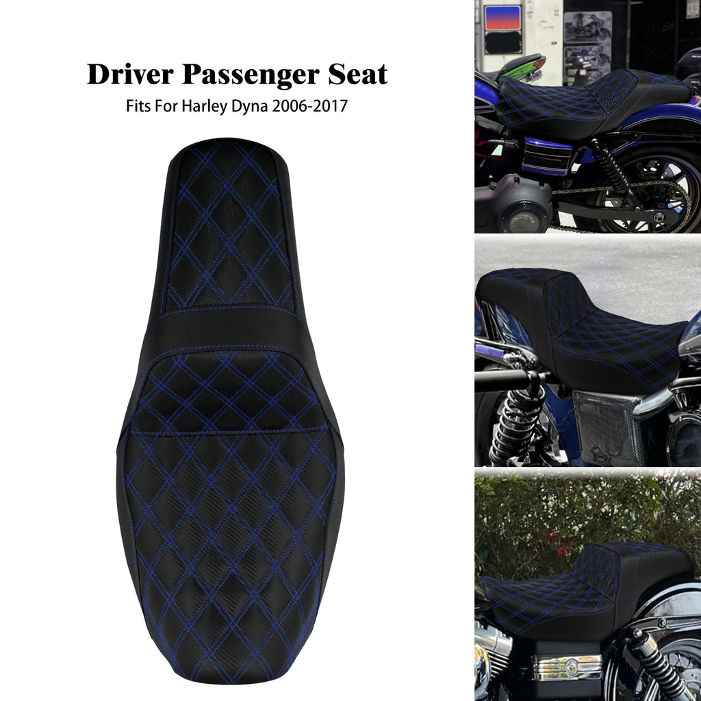 Two-Up Motorcycle Driver Passenger Seat Front Rear Cushions Leather Rider Seat For Harley Dyna 2006-2017 Street Bob Fat Bob FXDL