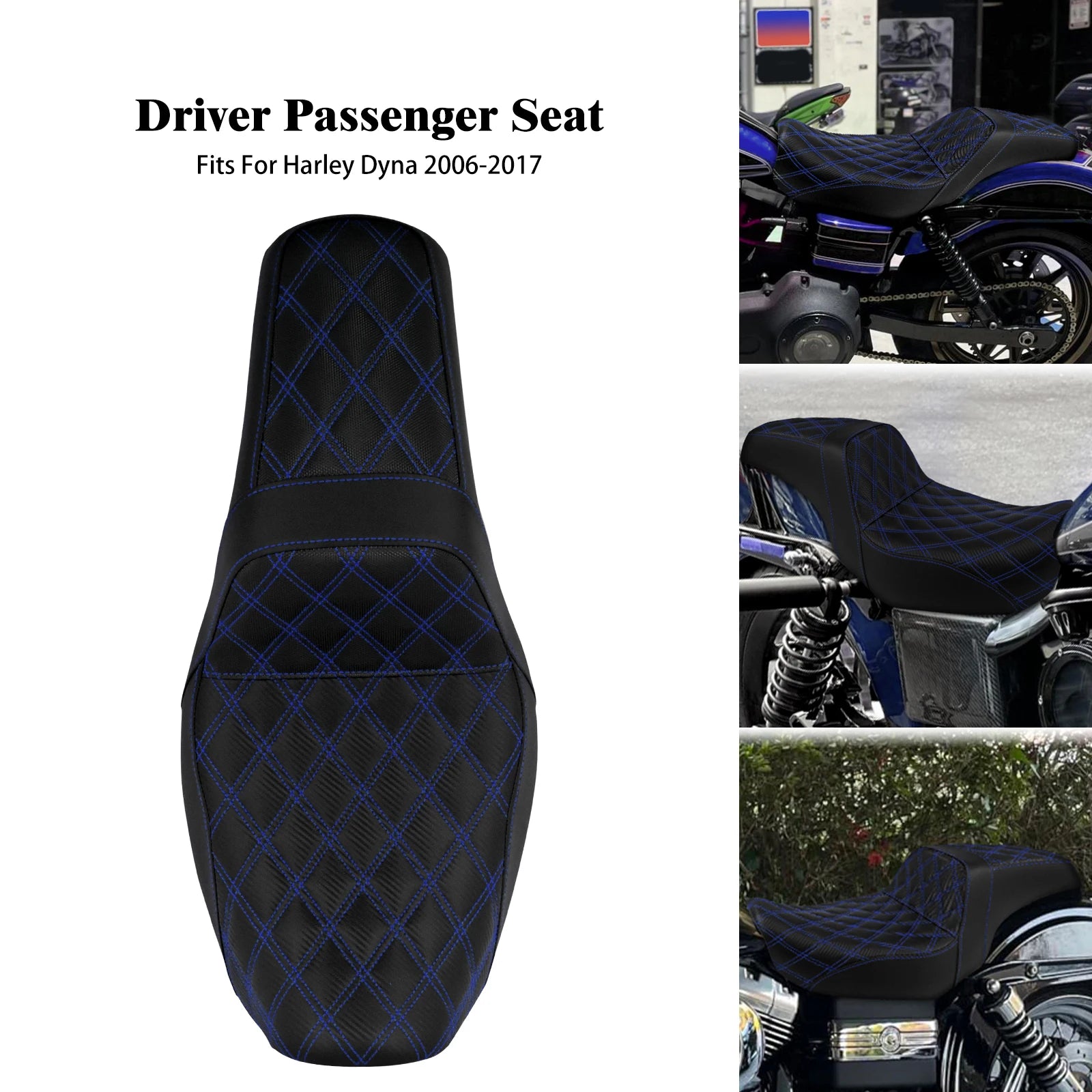 Two-Up Motorcycle Driver Passenger Seat Front Rear Cushions Leather Rider Seat For Harley Dyna 2006-2017 Street Bob Fat Bob FXDL