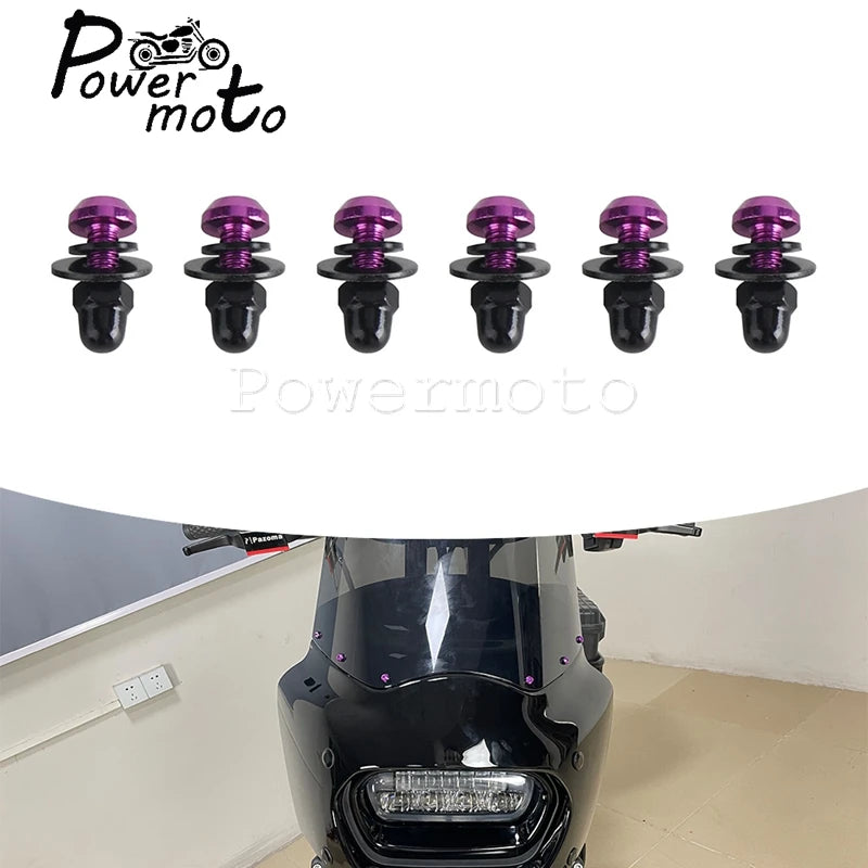 Memphis Shades Road Warrior Fairing Windscreen T25 Windshield Bolt Screw 6pcs For Harley Softail Low Rider S Dyna Fat Street Bob