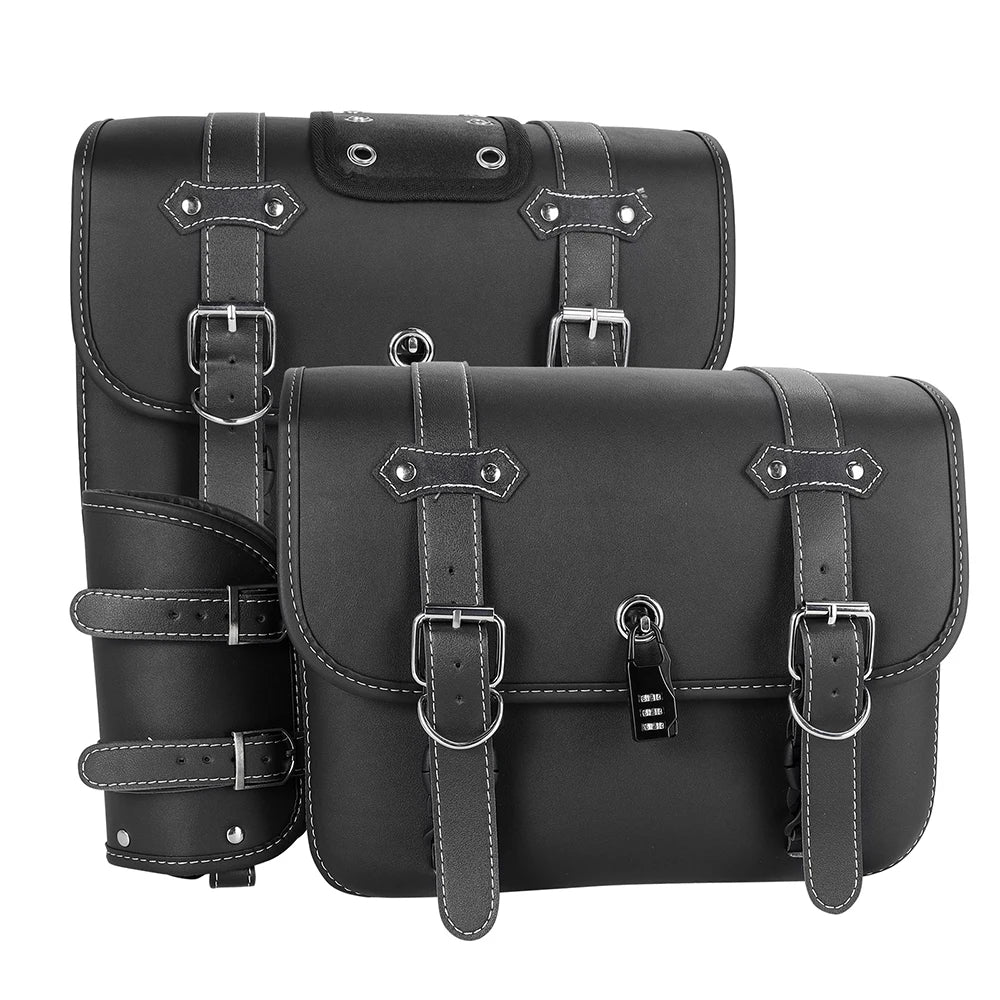 1 Pair Motorcycle Saddlebags PU Leather Luggage Pouch Side Tool Bag Saddle Bags For Harley Sportster XL 883 XL 1200