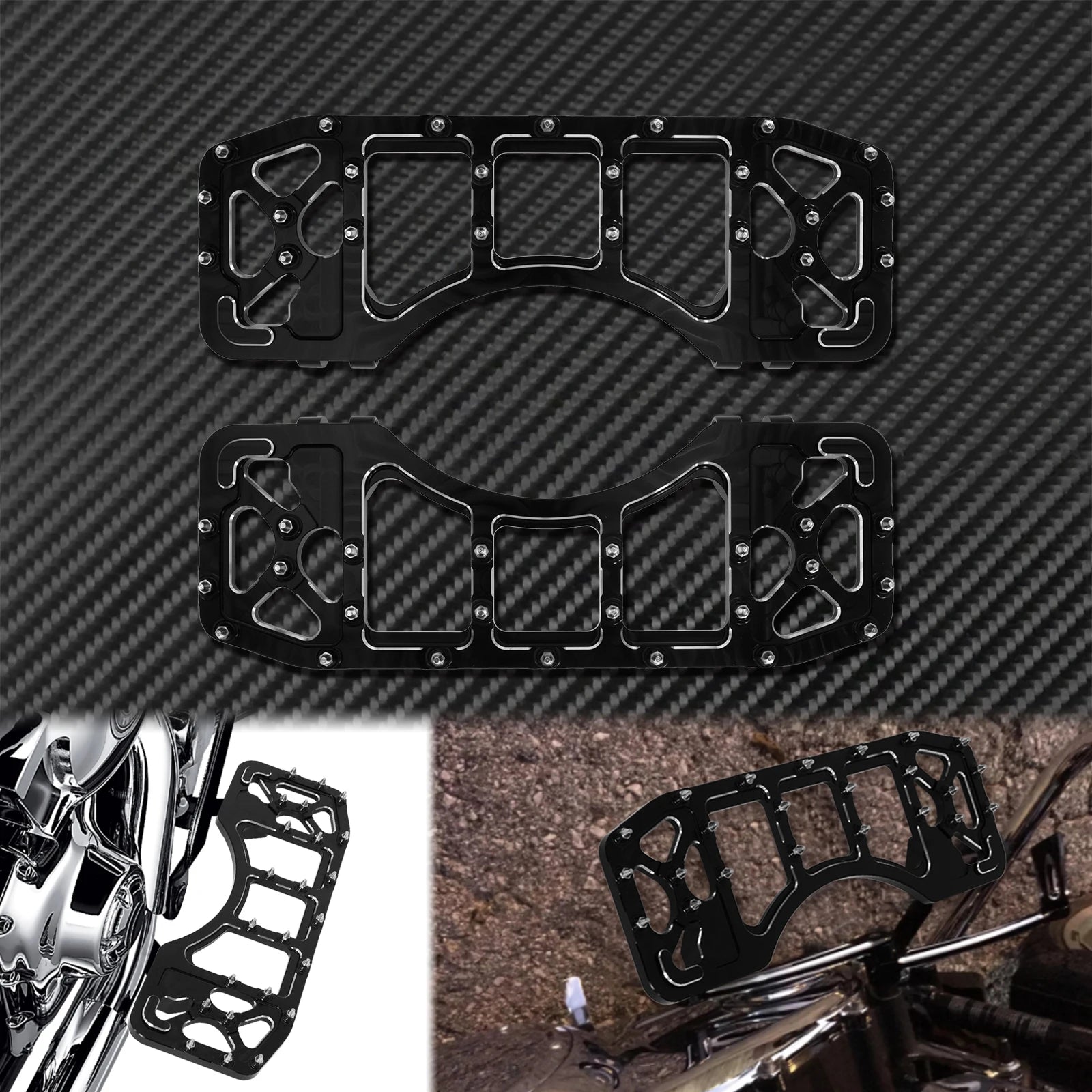 Motorcycle Stretched Floorboards Front Wide Footpegs Footrest Pedals Driver For Harley Touring Softail Dyna Road Glide FLST
