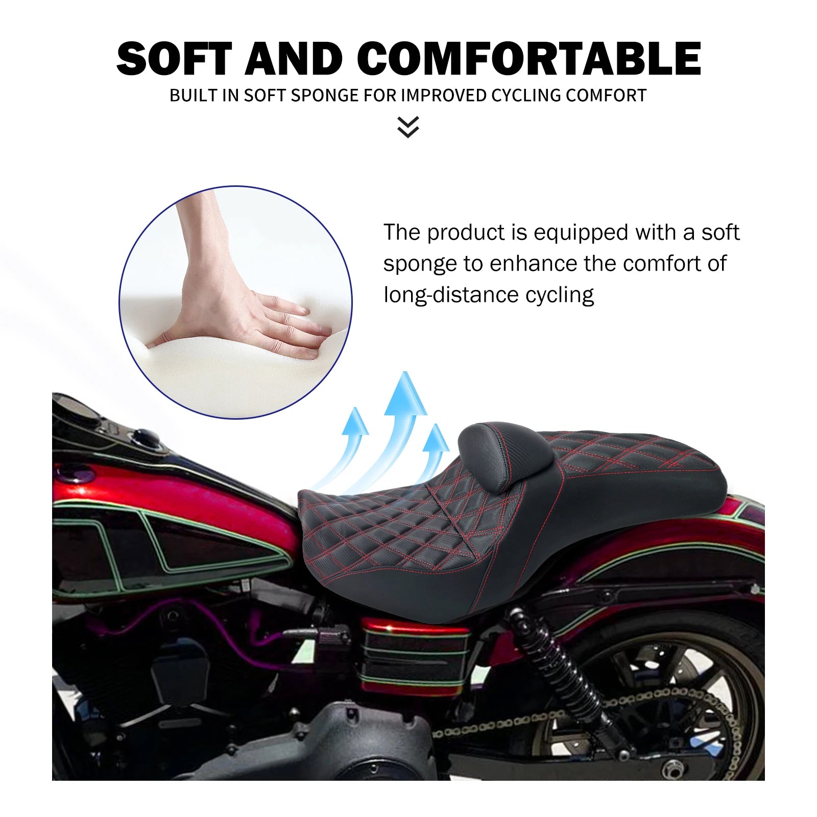 Motorcycle Two Up Seat With Backrest Driver Passenger Saddle Cushions Seat For Harley Dyna Low Rider Fat Bob Street Bob 06-2017