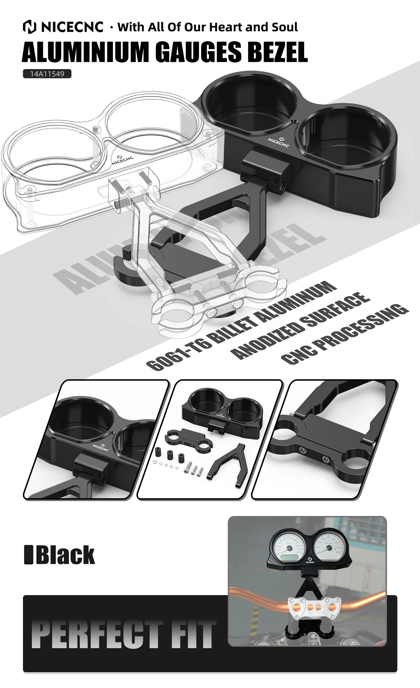 Motorcycle Gauge Relocate Holder Gauge Mounting Relocation Bracket Kit for Harley Road Glide/Special FLTRX FLTRXS 2015-2023 2022