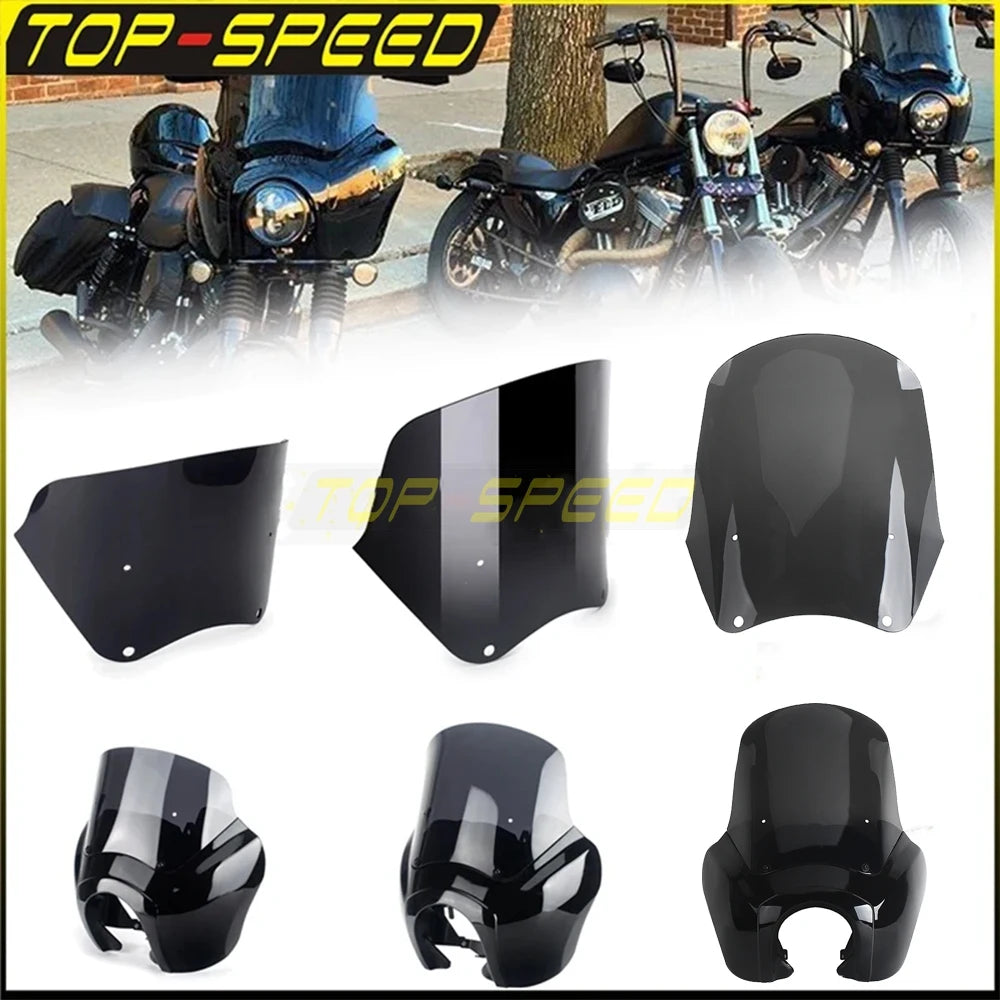 Replacement Headlight Fairing Windscreen Motorcycle Club Style Fairing Windshield Deflector for Harley Dyna 9inch 12inch 15inch