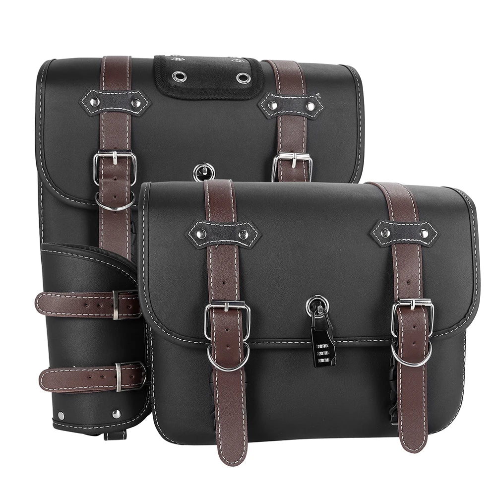 1 Pair Motorcycle Saddlebags PU Leather Luggage Pouch Side Tool Bag Saddle Bags For Harley Sportster XL 883 XL 1200