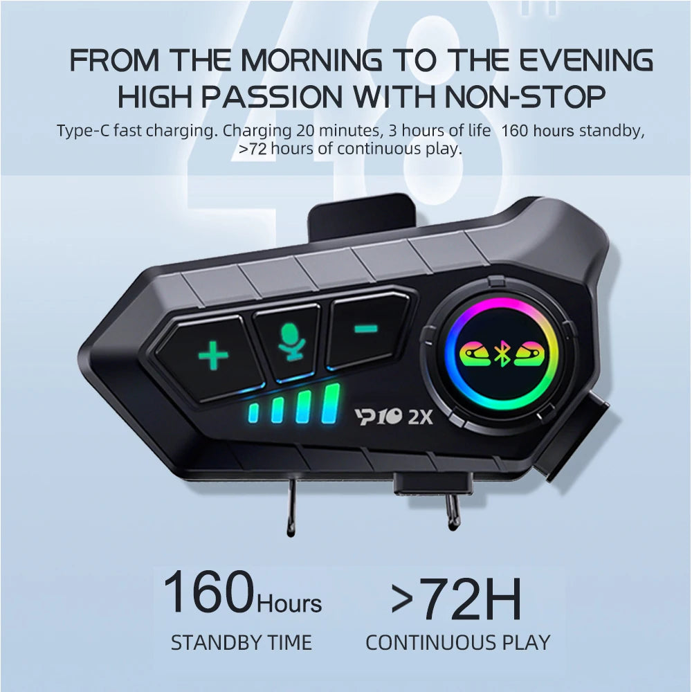 1/2Pcs Motorcycle Helmet Bluetooth Intercom Headset Wireless Interphone Intercomunicador Moto Waterproof HandsfreeCall Headphone