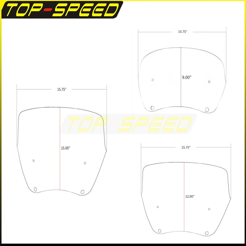 Replacement Headlight Fairing Windscreen Motorcycle Club Style Fairing Windshield Deflector for Harley Dyna 9inch 12inch 15inch