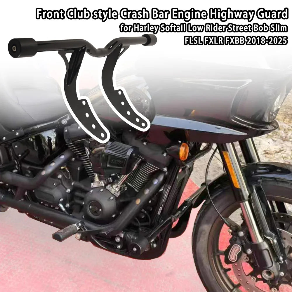 Motorcycle Accessories Solid Steel Black Club Style Crash Bar Front Protection Guard for Harley Davidson Softail 2018-2025