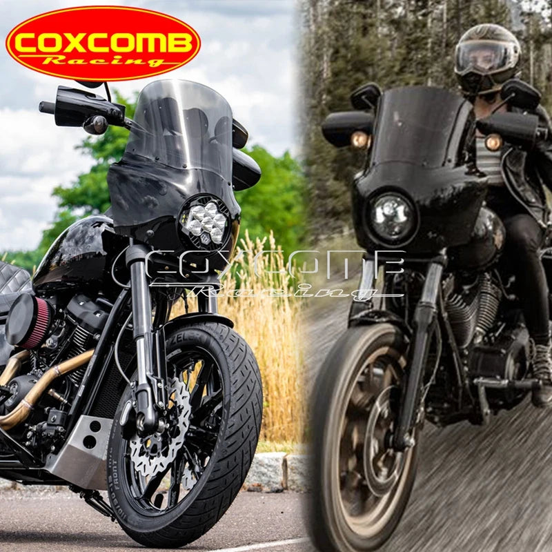 Club Style Handguard Hand Frame Windshield Screen With Mount Bracket For Harley Dyna Fat Bob Wide Glide Low Rider Switchback