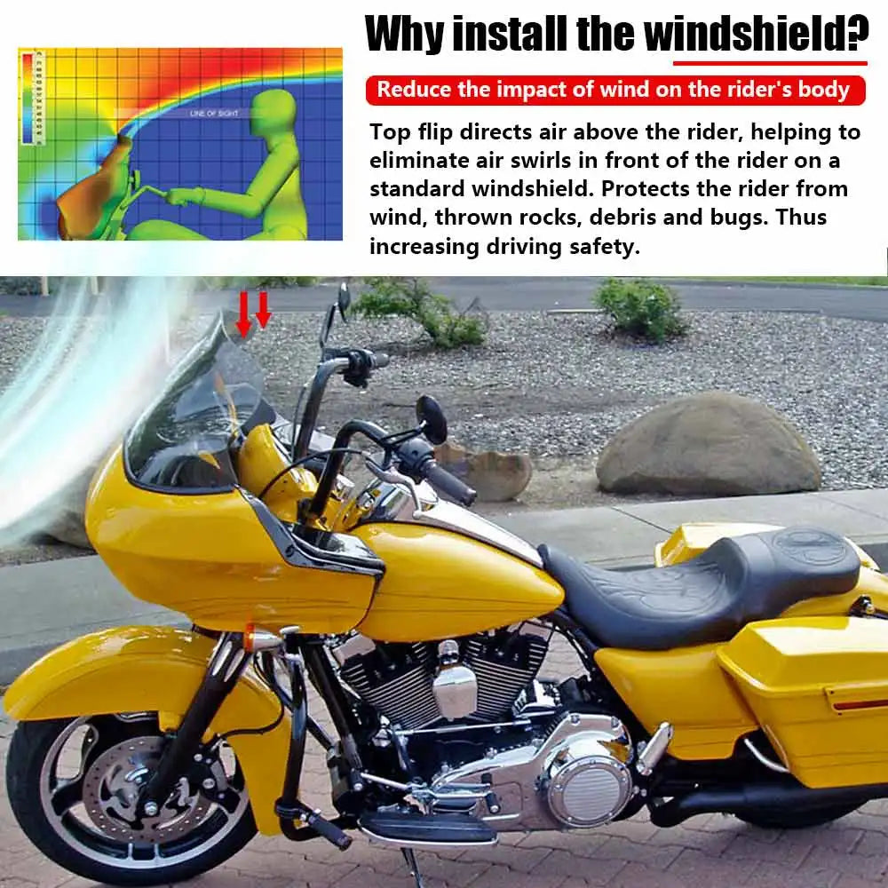 12.5" Windshield Fairing Windscreen Cover For Harley Road Glide  Ultra CVO/SE FLTR/I 1998-2013 Motorcycle Front Wind Deflectors