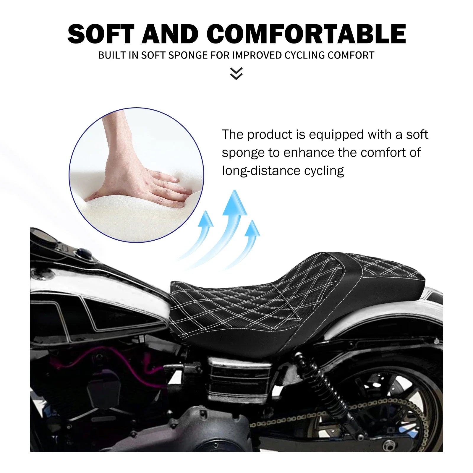 Two-Up Motorcycle Driver Passenger Seat Front Rear Cushions Leather Rider Seat For Harley Dyna 2006-2017 Street Bob Fat Bob FXDL