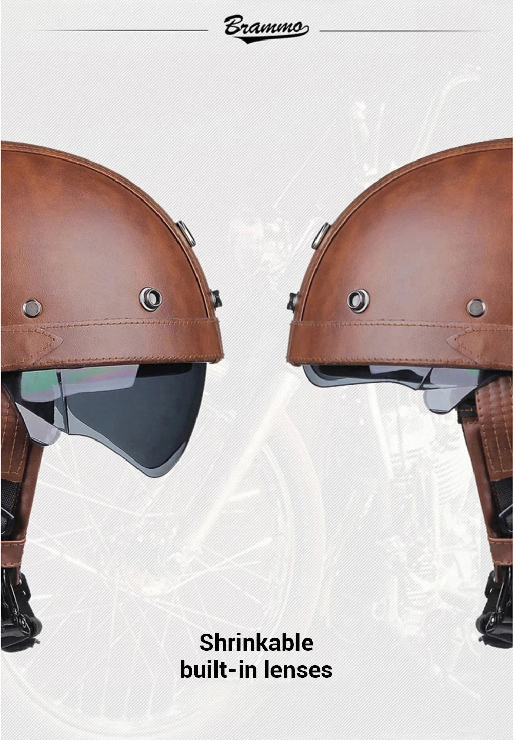 Motorcycle Helmet Retro PU Four Fashion Helmet Ride Half Scooter Helmet Motorcycle For Men And Women