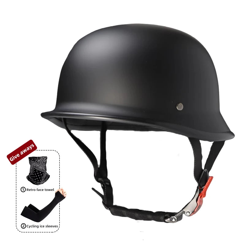 Motorcycle helmet for men in summer, Harley retro half helmet electric car, German style soldier prince cruise car, four season