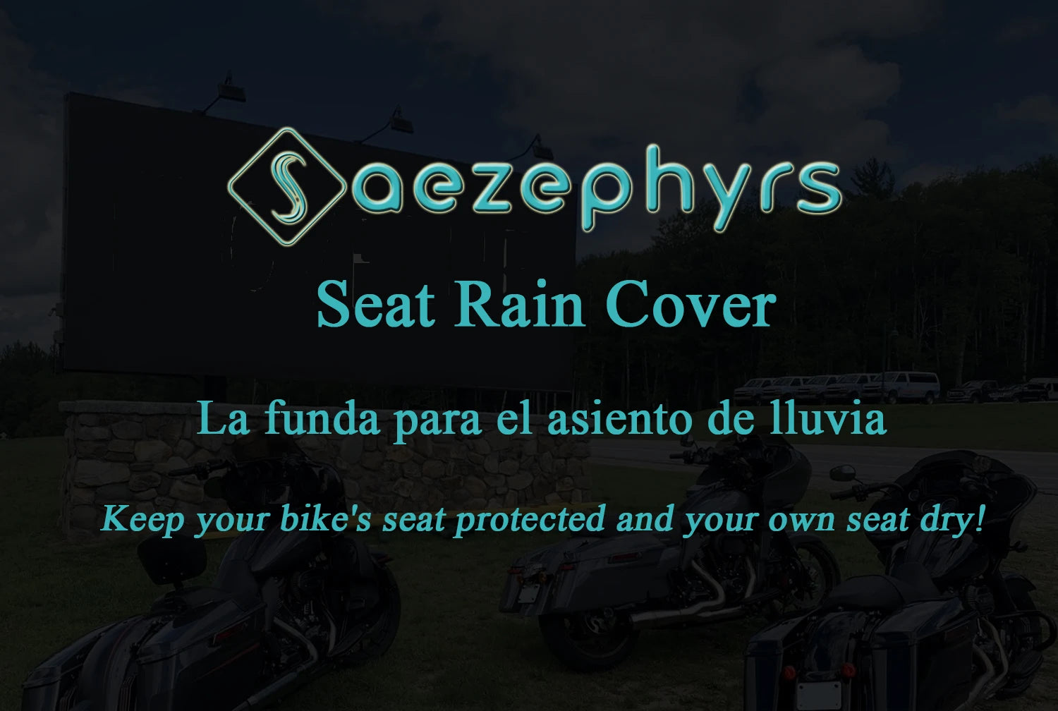 32" L x 17" W Motorcycle Rain Waterproof Seat Cover Two-Up Seat Protector Bra for Harley Touring Softail Dyna Electra Road Glide