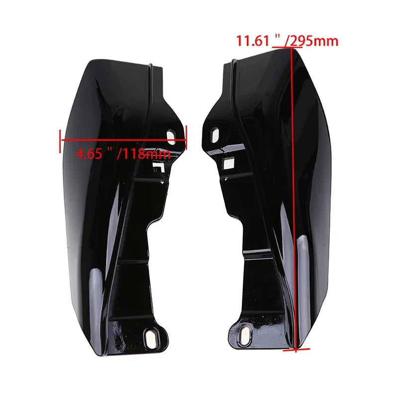 Fit for Harley '09-later Touring and Trike Models Black/Silver 1 Pair Air Deflector Fairing Heat Shield Trim Cover Mid-Frame ABS