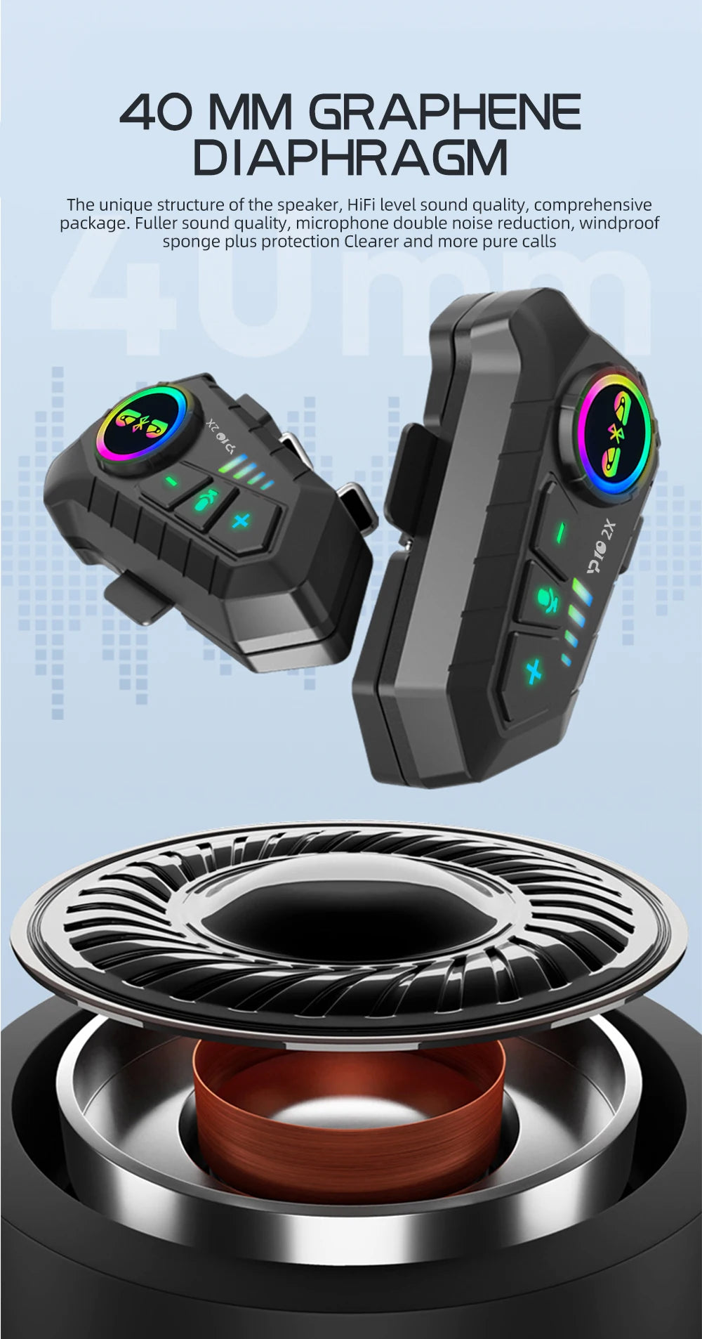 1/2Pcs Motorcycle Helmet Bluetooth Intercom Headset Wireless Interphone Intercomunicador Moto Waterproof HandsfreeCall Headphone