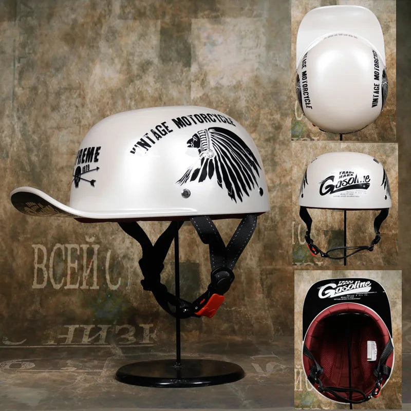 Baseball Cap Motorcycle Helmet Street Touring Half Helmet For Bike Cruiser Chopper Moped Scooter DOT Approved Moto Helmet