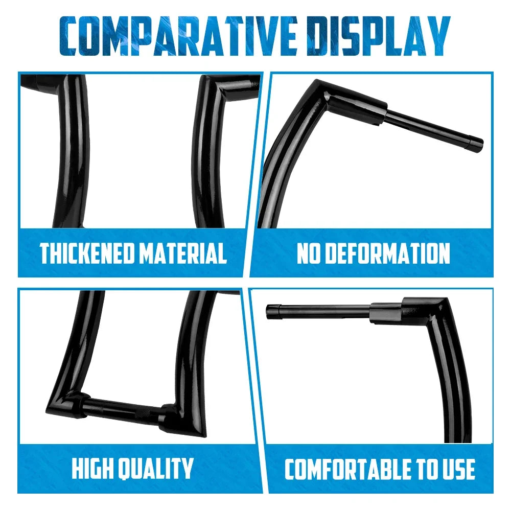 Motorcycle Handlebar 12" 14" 16" Rise Handle Bar For Harley Touring FLHT FLHR Dyna Softail Breakout Fat Boy Drag Fat Bars Black