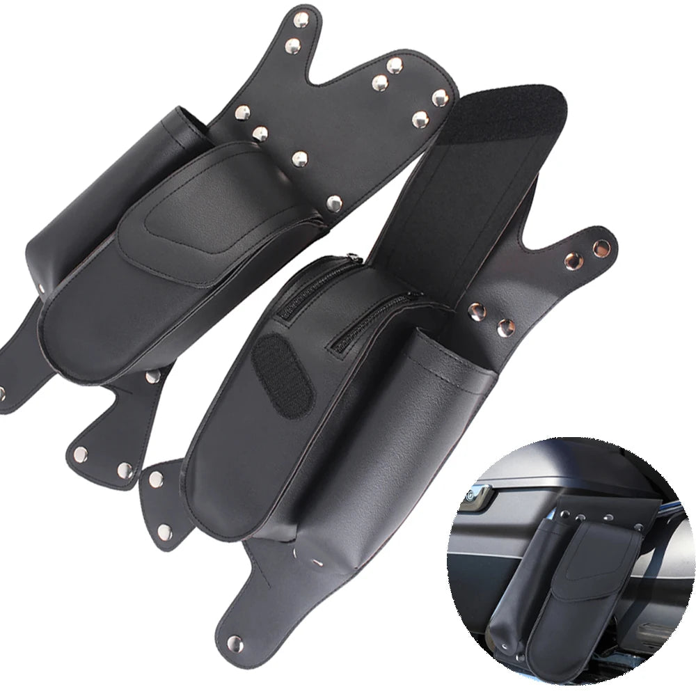 Motorcycle Black Pair Saddlebag Guard Crash Bar Bag Water Bottle Holder For Harley Touring All models