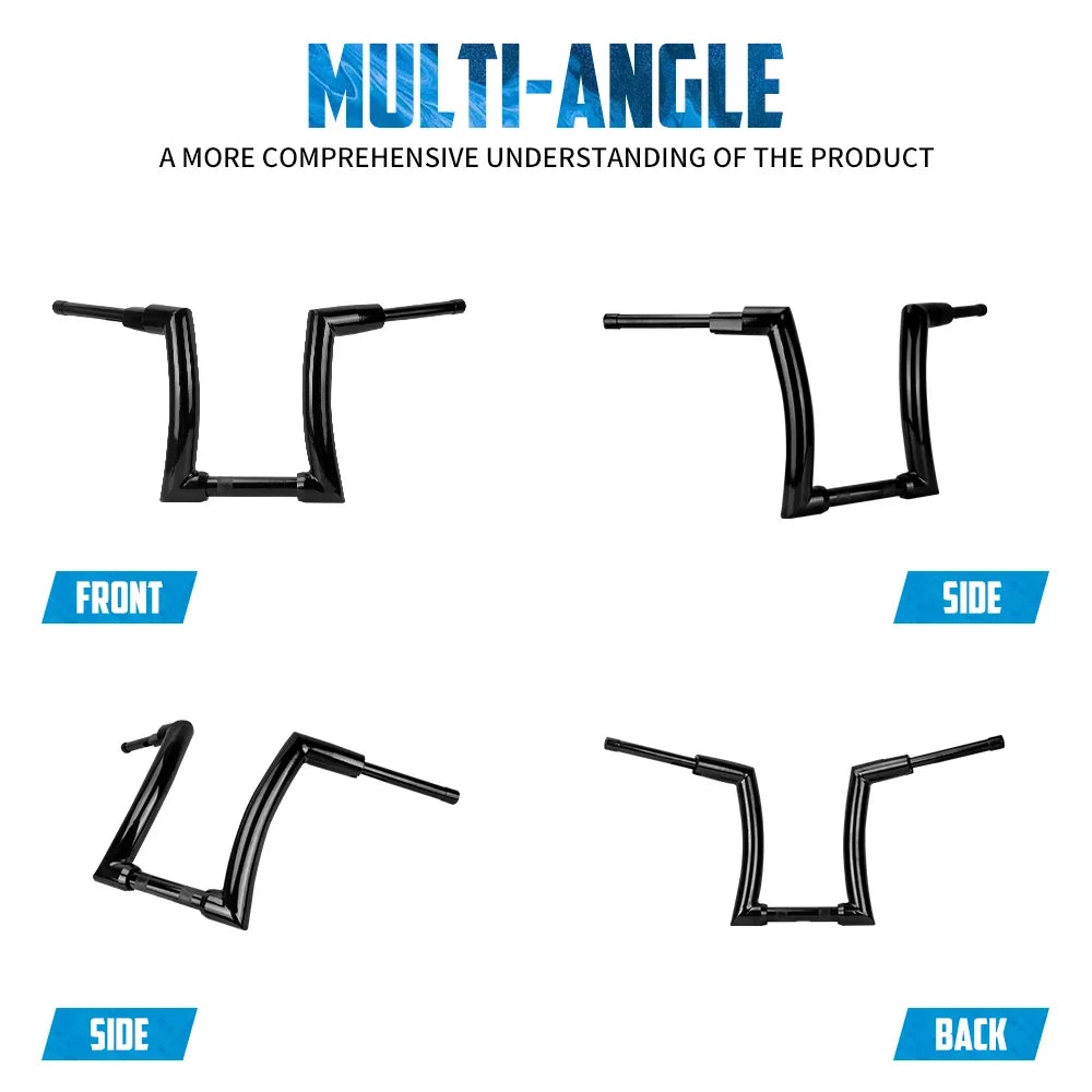 Motorcycle Handlebar 12" 14" 16" Rise Handle Bar For Harley Touring FLHT FLHR Dyna Softail Breakout Fat Boy Drag Fat Bars Black