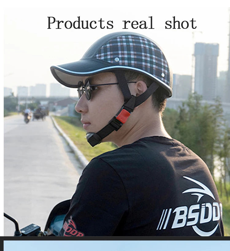 Motorcycle Helmet Baseball Cap Men Wome Scooter Moto Electric Bicycle Scooter Accessory Half Face Helmet Anti-UV Safety Hard Hat