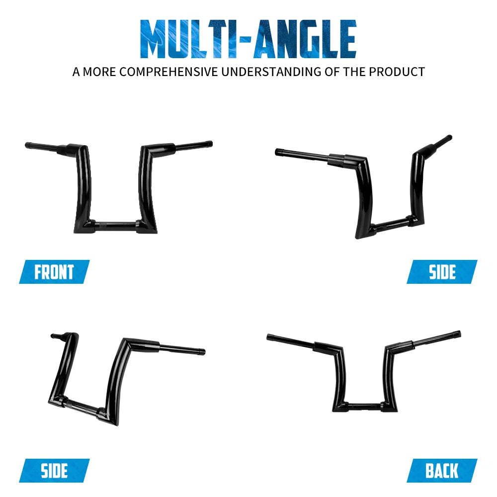 Motorcycle Handlebar 12" 14" 16" Rise Handle Bar For Harley Touring FLHT FLHR Dyna Softail Breakout Fat Boy Drag Fat Bars Black