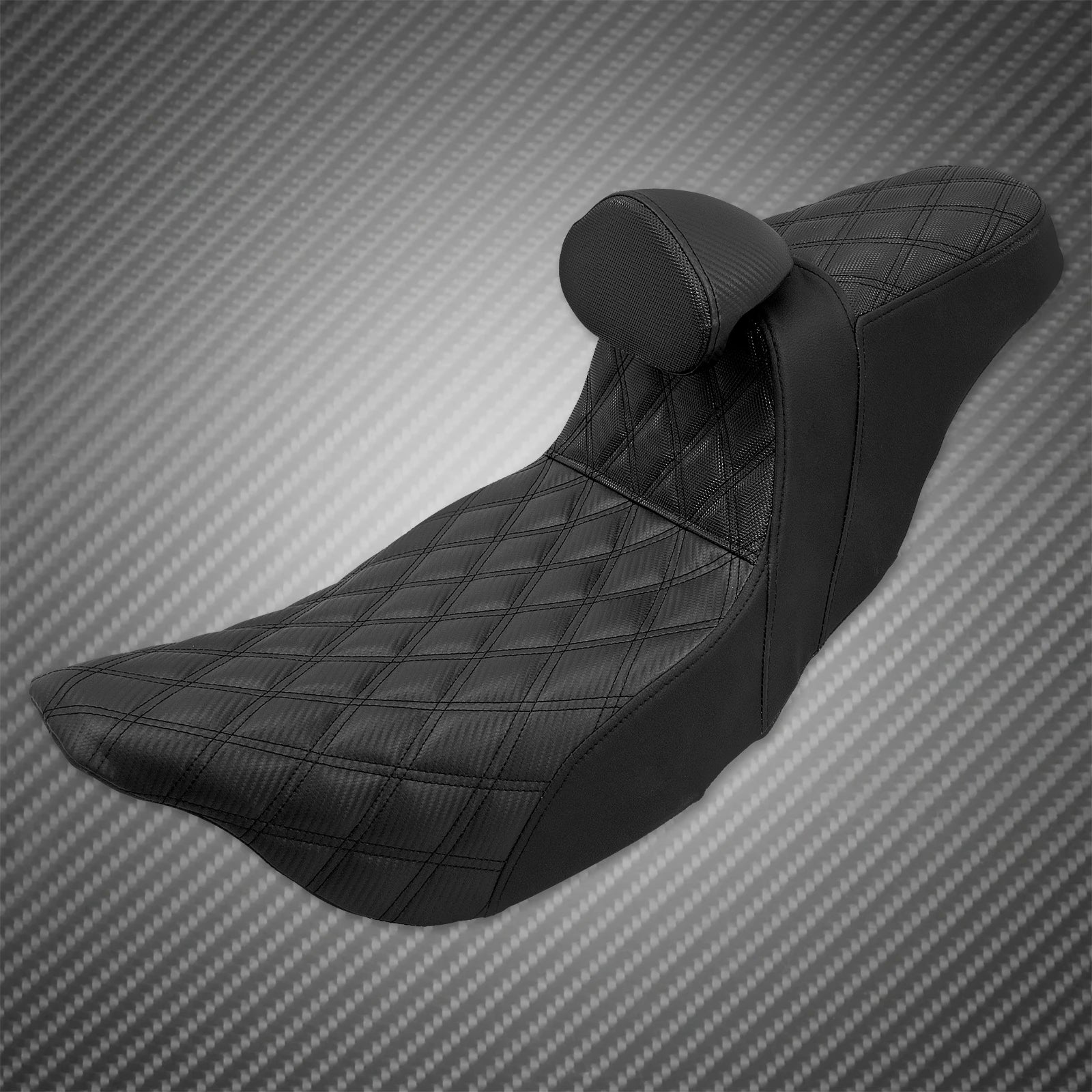 Motorcycle 2-Up Seat With Driver Backrest Cushions Lattice Stitch Front Rear Seat For Harley Touring Electra Glide FLHR 2009-23