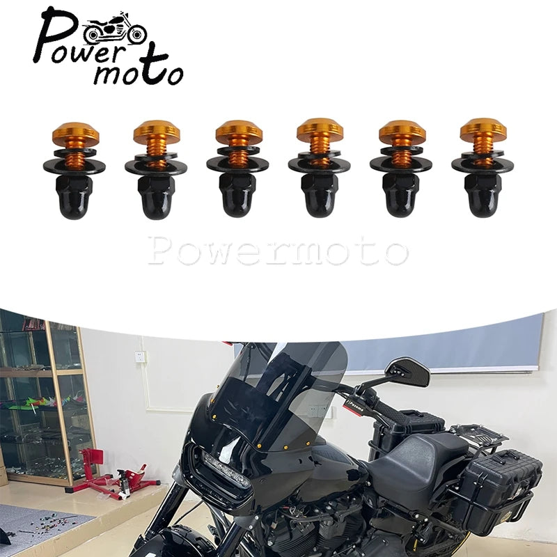 Memphis Shades Road Warrior Fairing Windscreen T25 Windshield Bolt Screw 6pcs For Harley Softail Low Rider S Dyna Fat Street Bob