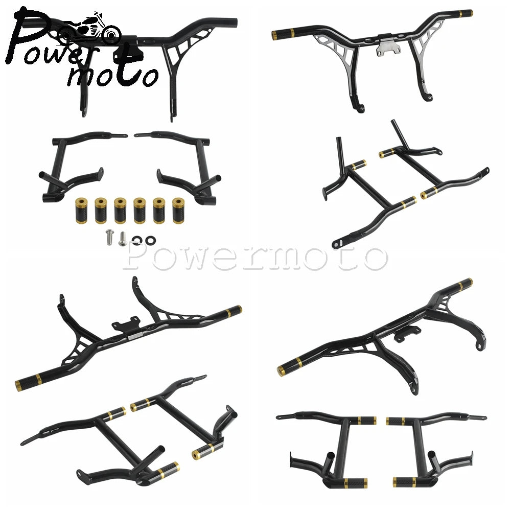Highway Engine Guard Crash Bar Frame Slider Saddlebag Tip-Over Bar Set For Harley Touring Electra Road Street Glide Road King