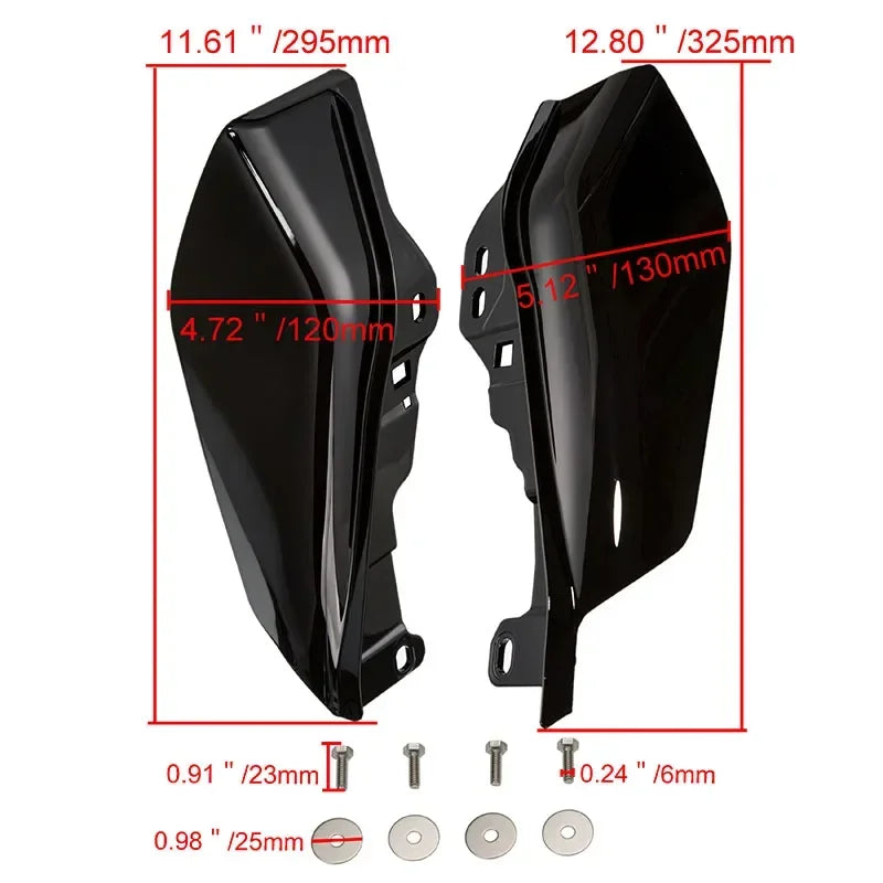 Fit Harley Road Glide 2017 2018 2019 Motorcycle Air Deflector Gloss Black Chrome Heat Shield Anti-scald ABS Plastic Left&Right
