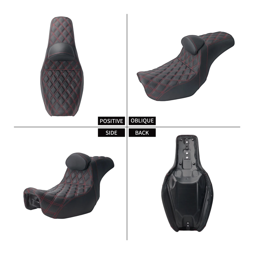 Motorcycle Two Up Seat With Backrest Driver Passenger Saddle Cushions Seat For Harley Dyna Low Rider Fat Bob Street Bob 06-2017