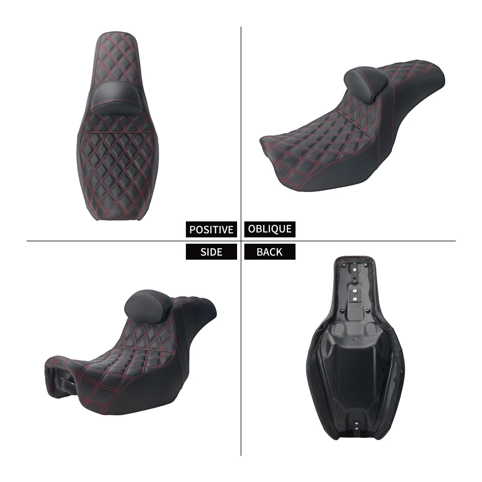 Motorcycle Two Up Seat With Backrest Driver Passenger Saddle Cushions Seat For Harley Dyna Low Rider Fat Bob Street Bob 06-2017